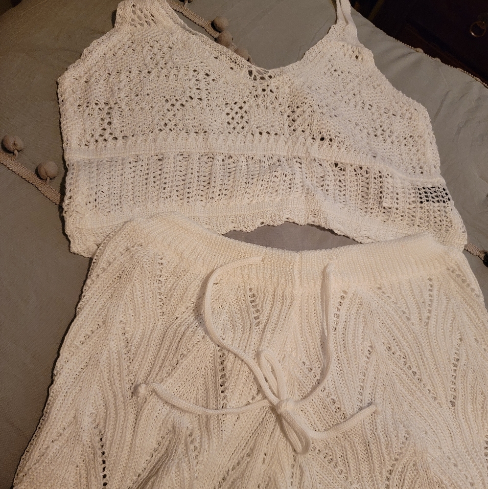 Two piece swimsuit cover up